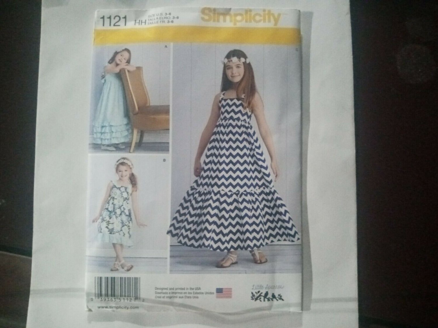 Simplicity 1121 Sewing Pattern Little Sparrow Dresses Girls Sz 3-6 Boho Ruffled