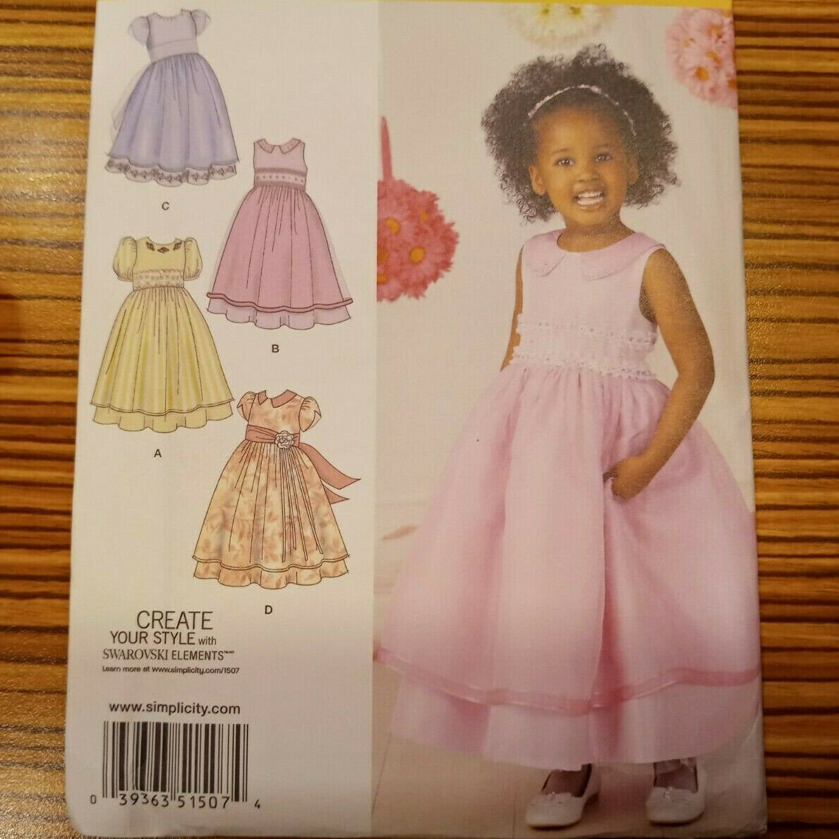 Simplicity Pattern 1507 GIRL'S SPECIAL OCCASION DRESS Party Wedding Sz 1/2, 1, 2, 3