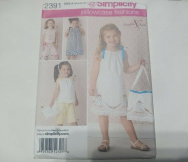 Dress Top Pants Bag Simplicity Sewing Pattern 2391 Childs 3 4 5 6 7 8 Pillowcase