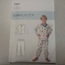 Simplicity 9203 Sewing Pattern Children's Pajama Tops Pants PJs Sz 3-8 Boys Girl