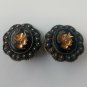 Antique Cannetille Earrings Clip-on Glass Intaglio Roman Soldiers 950 Silver