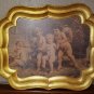 Vintage Florentine Italy Ornate Tray Rectangle Gold Leaf Guilt Classical Cherubs