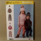 Simplicity Pullover Top w Kangaroo Pocket, Pants & Hat Sz 4-8 Uncut New S8997