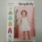 Simplicity S9319 Criss-Cross Top Dress Romper Panties Bloomers Size 1/2,1,2,3,4