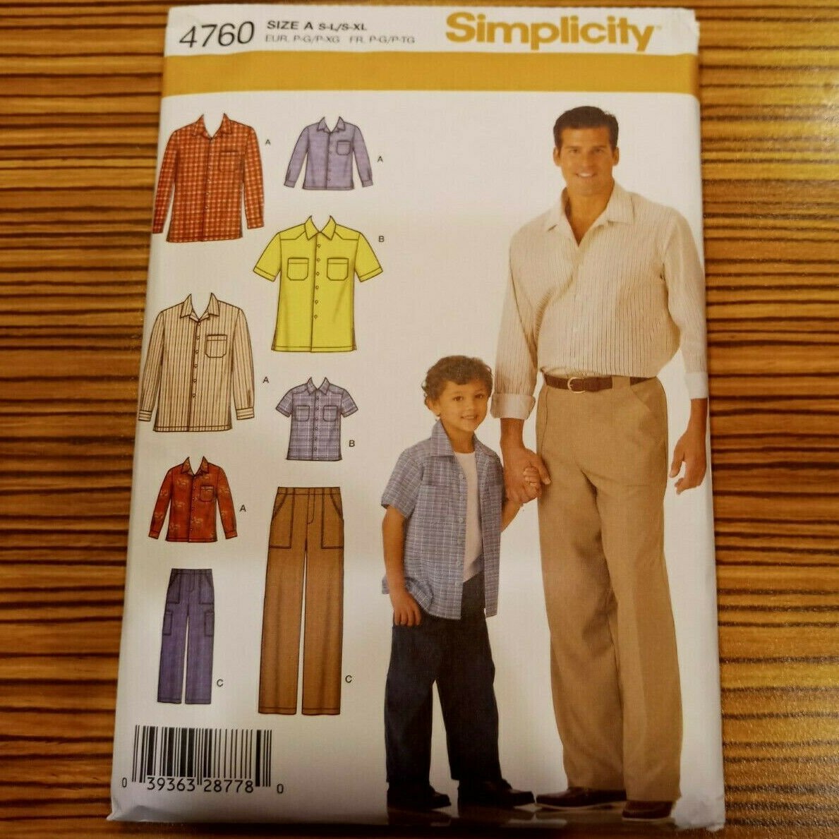 Simplicity 4760 Mens and Boys Sewing Pattern Pants Shirt Size S to XL ...