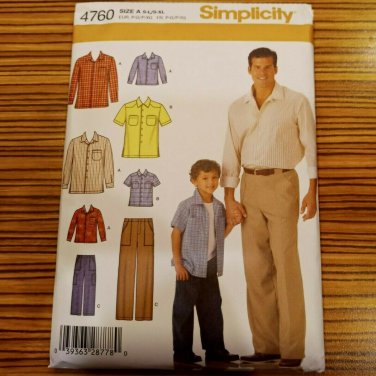 Simplicity 4760 Mens and Boys Sewing Pattern Pants Shirt Size S to XL Formal New