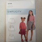 Simplicity 9199 Girls Skirts 3-14 Flat Front Ruffles Layered Pockets Underskirt