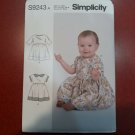 Simplicity Sewing Pattern S9243 Infant Baby Girls Dresses Size XS-L. UNCUT NEW