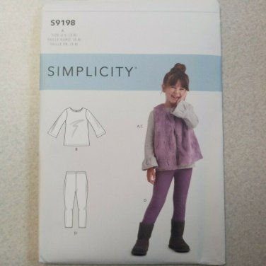 Simplicity Pattern 9198 Girls Top Vest Leggings Ruffle Sizes 3 4 5 6 7 8 Sewing