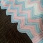 Handmade Crocheted Vintage Pastel Chevron Baby Blanket Afghan Made with Love