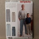Simplicity 8519 boys and mens lounge pants classic slim cut pattern XS-XL uncut