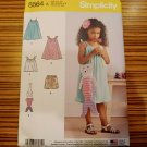 Simplicity 8564 Girls 3-8 Swing Sundress Top Shorts Cat Mermaid Purse Pattern
