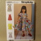 Simplicity Sewing Pattern 8851 Children's Full Skirt Dresses Uncut-FF Size 3-8
