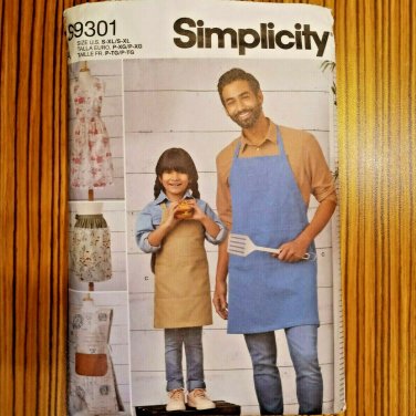 Simplicity S9301 Aprons Full & Half for Men Women Adults Kids Sizes S - XL New