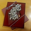 Vintage Pewter & Glass Christmas Present Ornament Made by CAMCO in Gift Box Bow