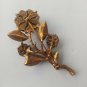 Elegant Vintage Gold Tone Black Rose & Pollinating Bee Brooch Pin Large 3 1/2"