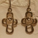 STERLING Silver Earrings Cross and Heart Dangle Design Jewelry 1" in 925 Vintage
