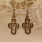 STERLING Silver Earrings Cross and Heart Dangle Design Jewelry 1" in 925 Vintage