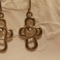 STERLING Silver Earrings Cross and Heart Dangle Design Jewelry 1" in 925 Vintage