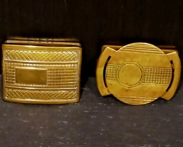 Vintage Art Deco Style Brass Invisible Belt Buckle by Giant Grip Set of 2 1.50"