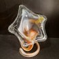 Lily Handblown Glass Trumpet Flower Vase Morano Style Orange Retro 9.5" Vintage