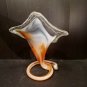 Lily Handblown Glass Trumpet Flower Vase Morano Style Orange Retro 9.5" Vintage