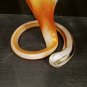Lily Handblown Glass Trumpet Flower Vase Morano Style Orange Retro 9.5" Vintage