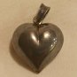 STERLING Puffy Heart Charm/Pendant Smooth Engravable 3D Vintage 1" Tall Jewelry