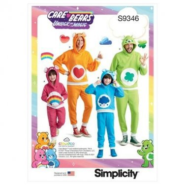 Simplicity Sewing Pattern 9346 Carebears Childrens Teens Adults Costume Sz XS-XL