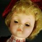 Vintage Rare Toddler's Toy Doll Blonde Hair Wearing Red Dress Marked "AE" 19"