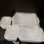 PYREX Turquoise Aqua Amish Butter print 4 piece Refrigerator Dish Set with Lids