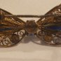 Rare ANTIQUE Filigree 800 Silver Blue Enamel Brooch/Pin Bow Design 1.75 inches