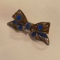 Rare ANTIQUE Filigree 800 Silver Blue Enamel Brooch/Pin Bow Design 1.75 inches