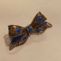 Rare ANTIQUE Filigree 800 Silver Blue Enamel Brooch/Pin Bow Design 1.75 inches
