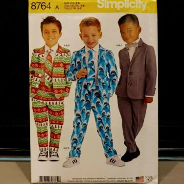 SIMPLICITY 8764 BOYS SZ 3 4 5 6 7 8 SUIT JACKET PANTS TROUSERS BOW TIE/TIE UNCUT