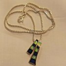 Handmade 925 Lapis and Opal Sterling Pendant Geometric Design Italy Chain 16"