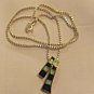 Handmade 925 Lapis and Opal Sterling Pendant Geometric Design Italy Chain 16"