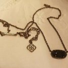 Kendra Scott Elisa Satellite Black Drusy Necklace Gunmetal Tone Pendant Patina