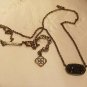 Kendra Scott Elisa Satellite Black Drusy Necklace Gunmetal Tone Pendant Patina