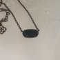 Kendra Scott Elisa Satellite Black Drusy Necklace Gunmetal Tone Pendant Patina