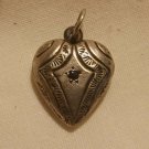 UNIQUE Sterling Puffy Heart Charm/Pendant Ornate Hand Stamped Design 3/4" tall