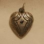 UNIQUE Sterling Puffy Heart Charm/Pendant Ornate Hand Stamped Design 3/4" tall