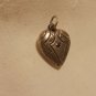 UNIQUE Sterling Puffy Heart Charm/Pendant Ornate Hand Stamped Design 3/4" tall