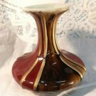 VINTAGE Red Brown Gold Drip Glaze Mid Century Vase Oxblood Flambe Collectibles