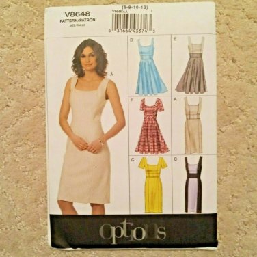New Vogue Easy Options V8648 Misses' Lined Dress Sewing Patterns Size 6-12 Uncut