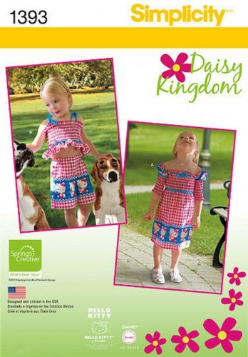 SIMPLICITY Sewing Pattern 1393 Toddler's Dress,Top,Shorts,Bag & Headband Sz1/2-4