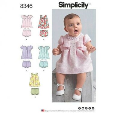 SIMPLICITY Sewing Pattern 8346 Babies' Dress and Panties Sizes XXS-L Uncut/New