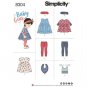 SIMPLICITY Pattern 8304 Babies' Leggings, Top, Dress, Bibs and Headband Sz XXS-L