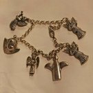 Vintage STERLING Italian Charm Bracelet Silver Angels/Cherub 8" with 6 Charms