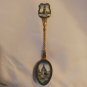ANTIQUE MOCKBA Russia Gold Tone Souvenir Collection Spoon Enamel Design 5"